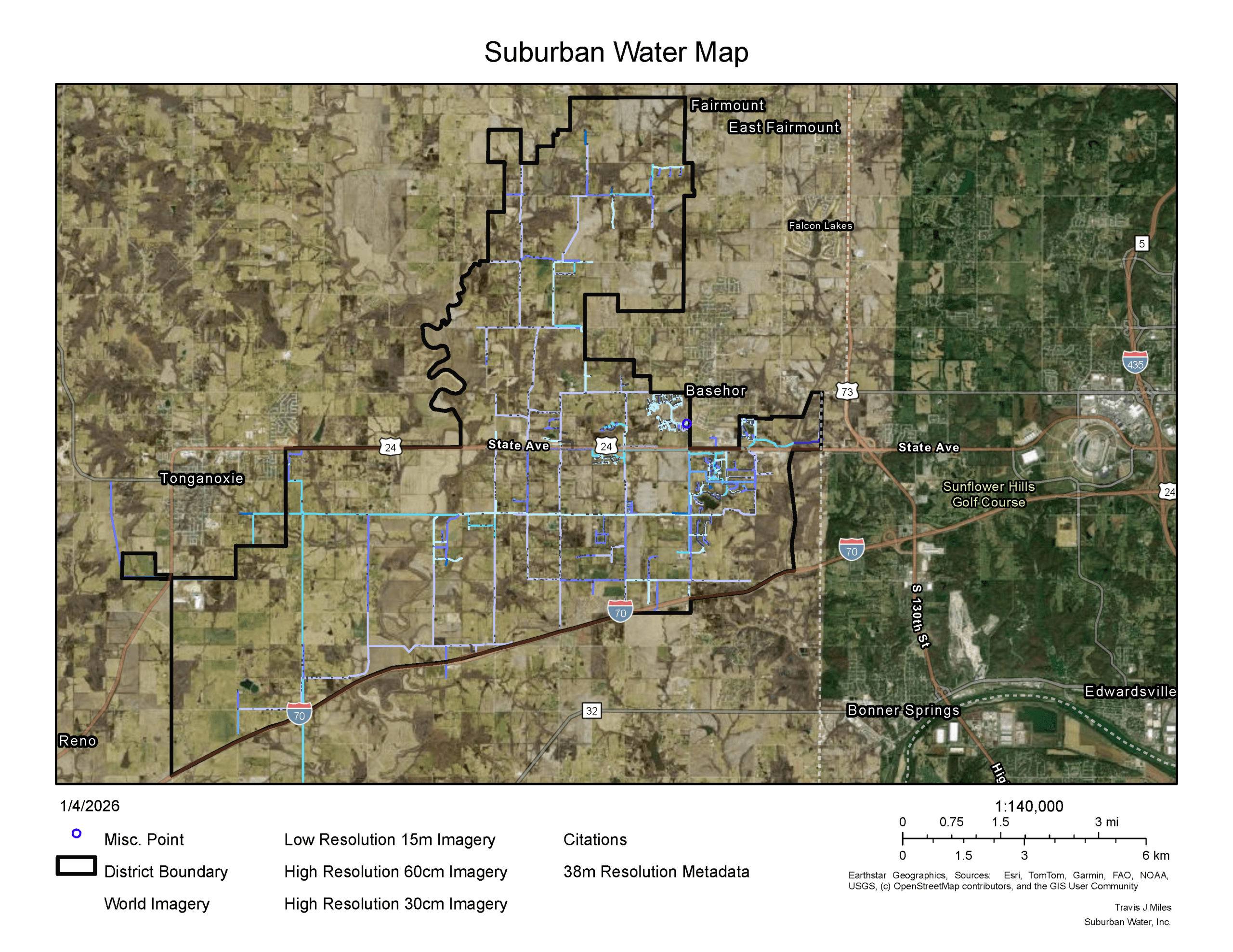 Suburban Water service district map